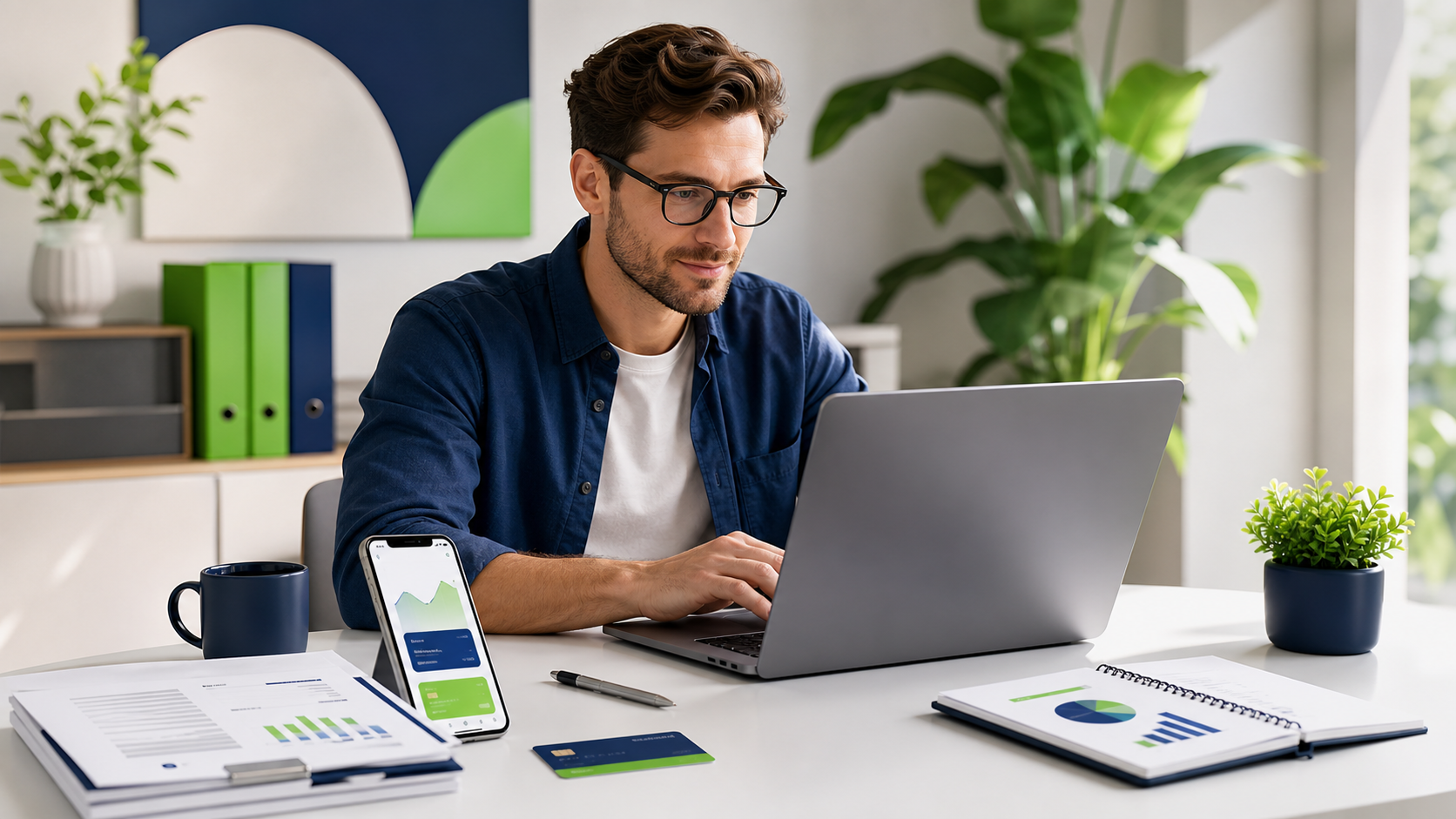 OSVČ vyřizuje online žádost o půjčku a kontroluje podnikatelské finance